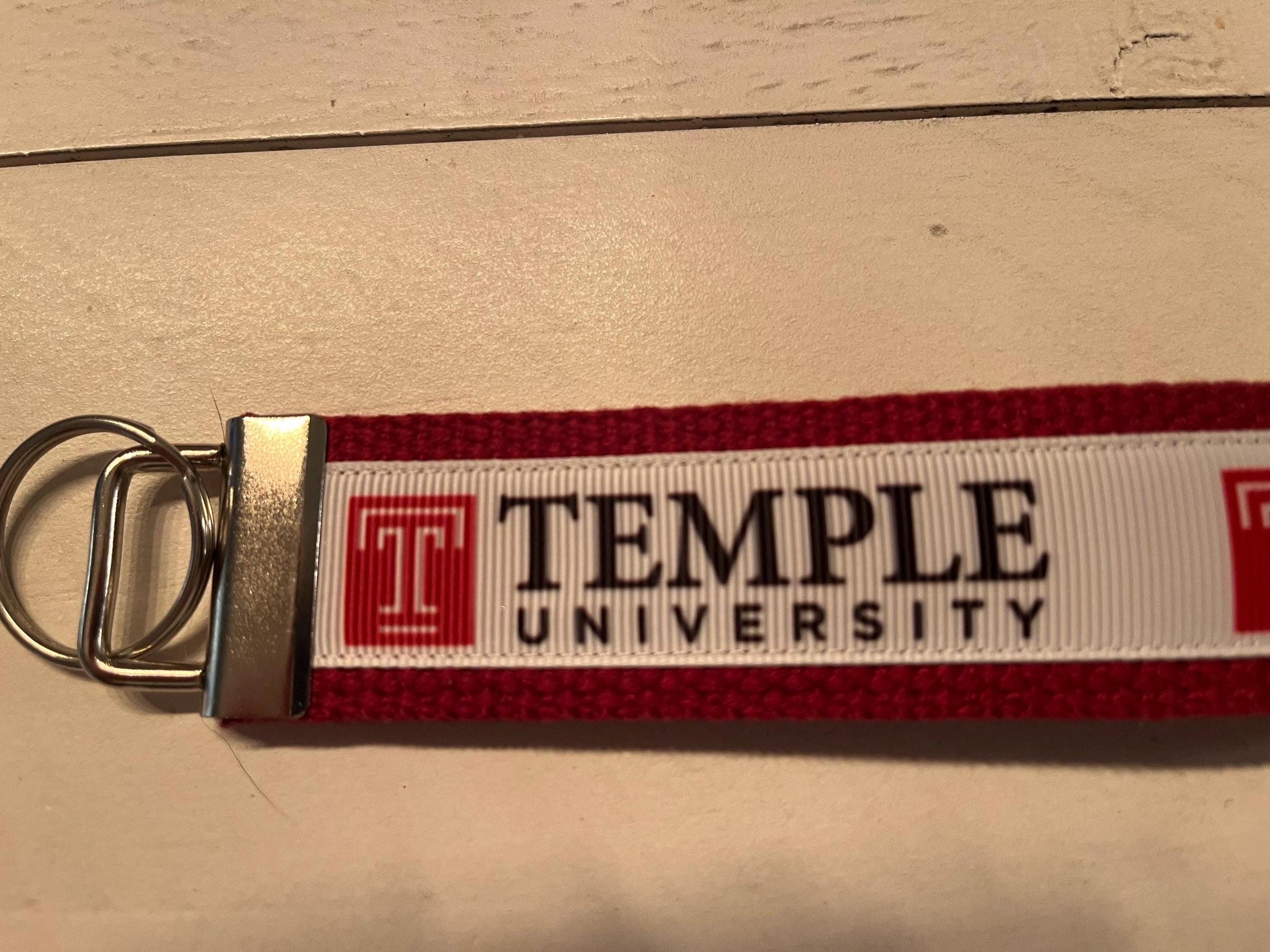 Temple University Cotton Webbing Keychain/ Wristlet/ Keyfob