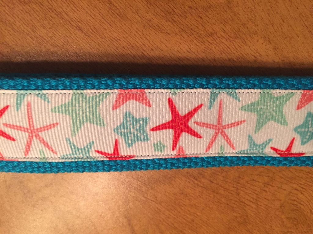 Tropical Starfish Rainbow Cotton Webbing Keychain/ Wristlet/ Keyfob