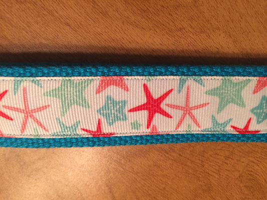Tropical Starfish Rainbow Cotton Webbing Keychain/ Wristlet/ Keyfob