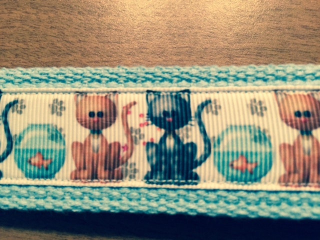 Cats and Goldfish Cotton Webbing Keychain/ Wristlet/ Keyfob