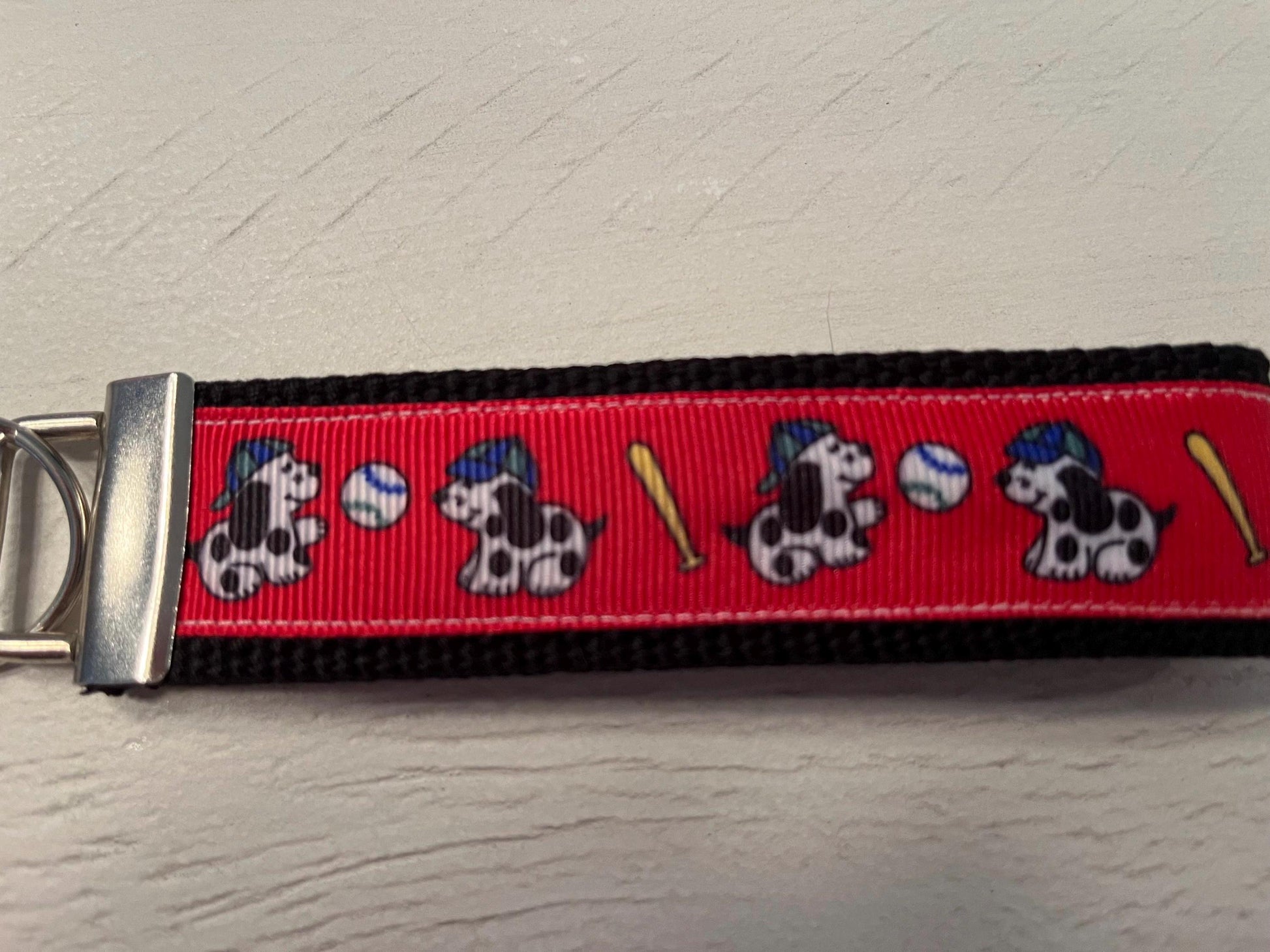 Baseball Lover keychain for Kids Cotton Webbing Keychain/ Wristlet/ Keyfob