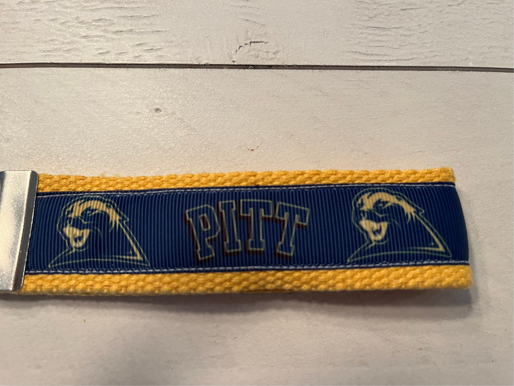 Gold and Blue Pitt Cotton Webbing Keychain/Keyfob/Wristlet