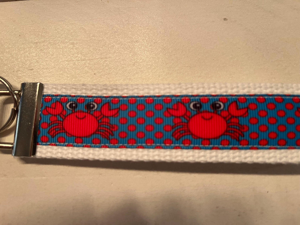 Red crab with polka dots Cotton Webbing Keychain/ Keyfob/ Wristlet