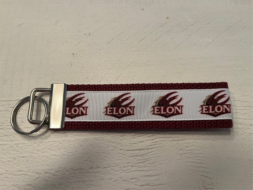 Elon University of  Cotton Webbing Keychain/wristlet/keyfob