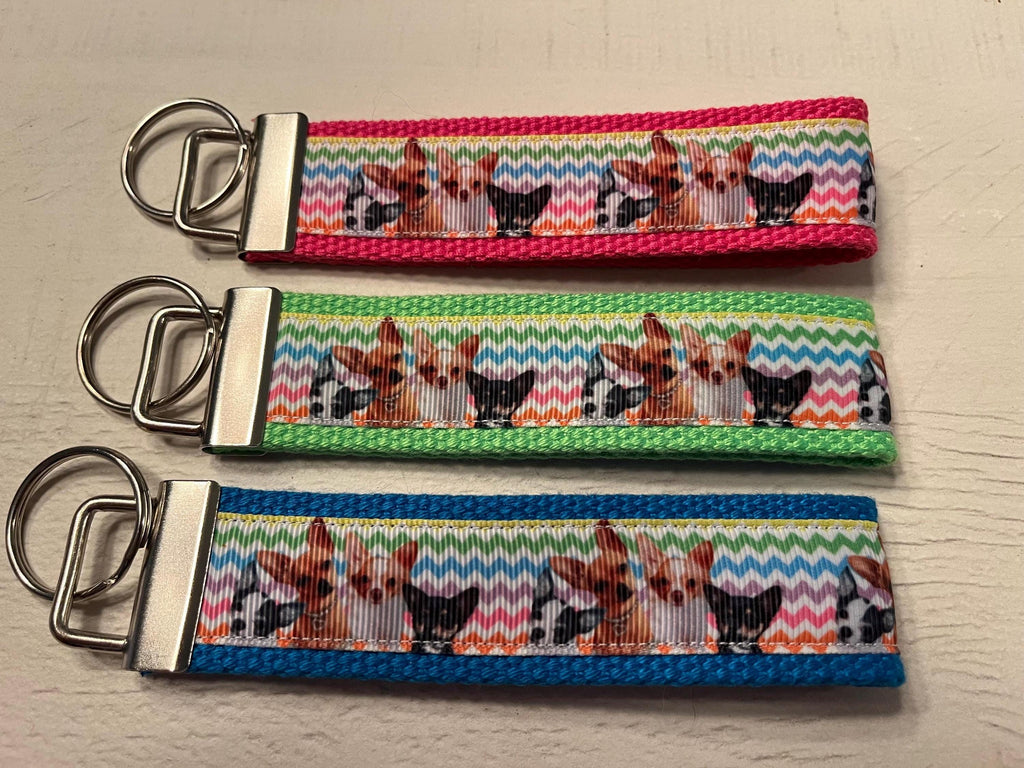 Chihuahua Cotton Webbing Keychain/ Keyfob/ Wristlet