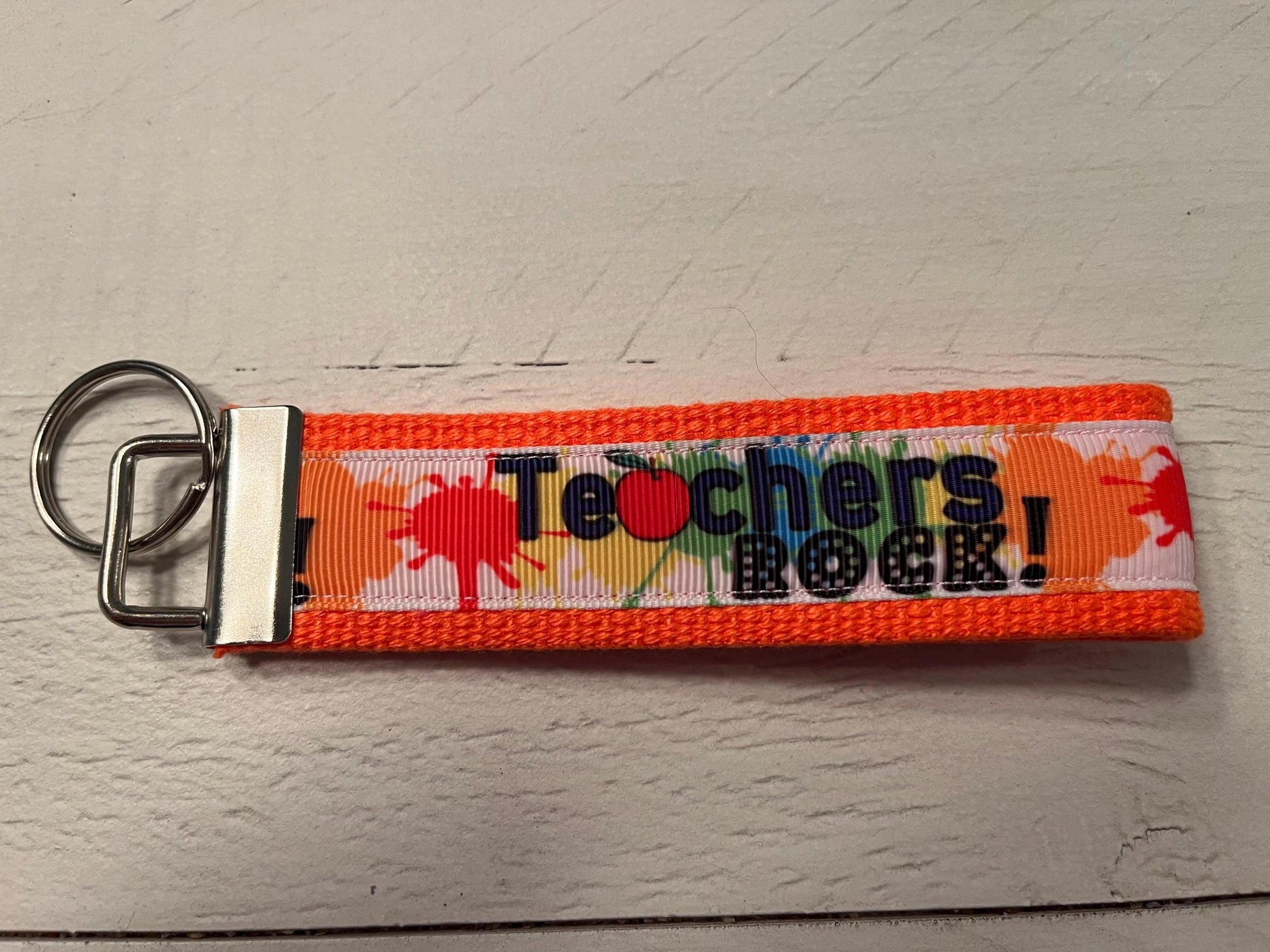 Teachers Rock Cotton Webbing Keychain/ Keyfob/ Wristlet