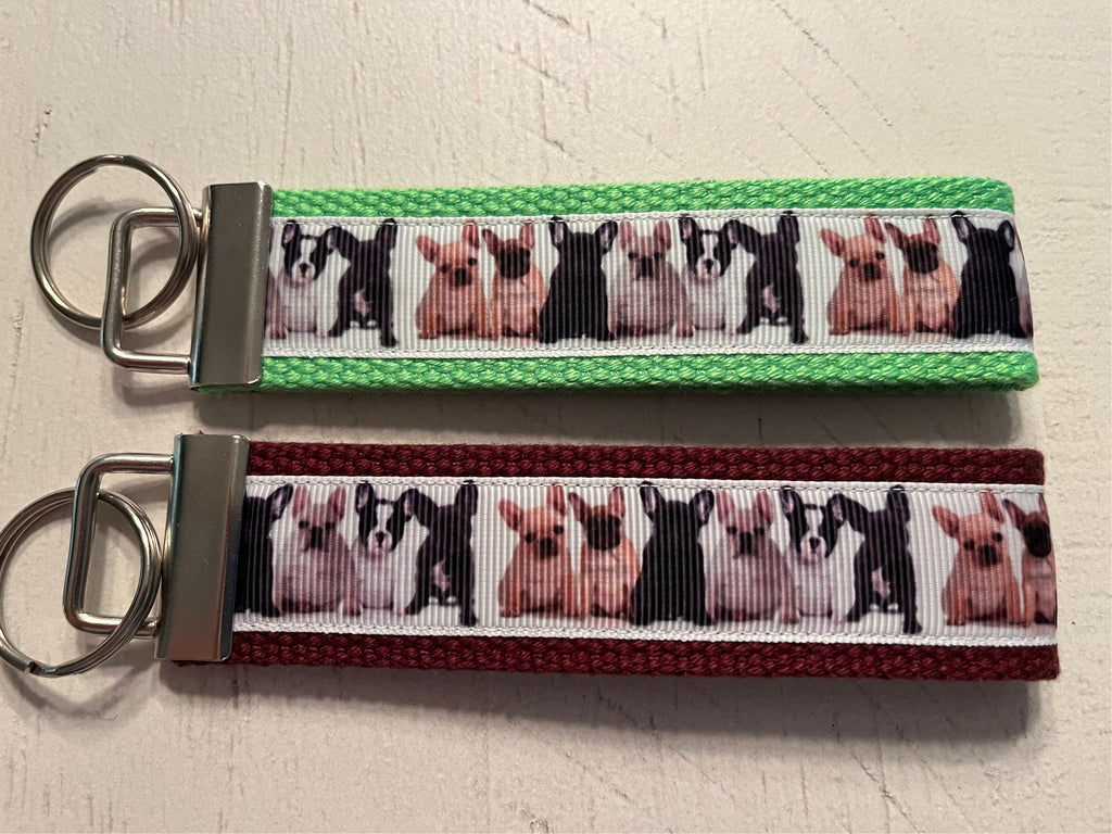 French Bulldog Keychain Wristlet – Handmade Dog Lover Key Fob