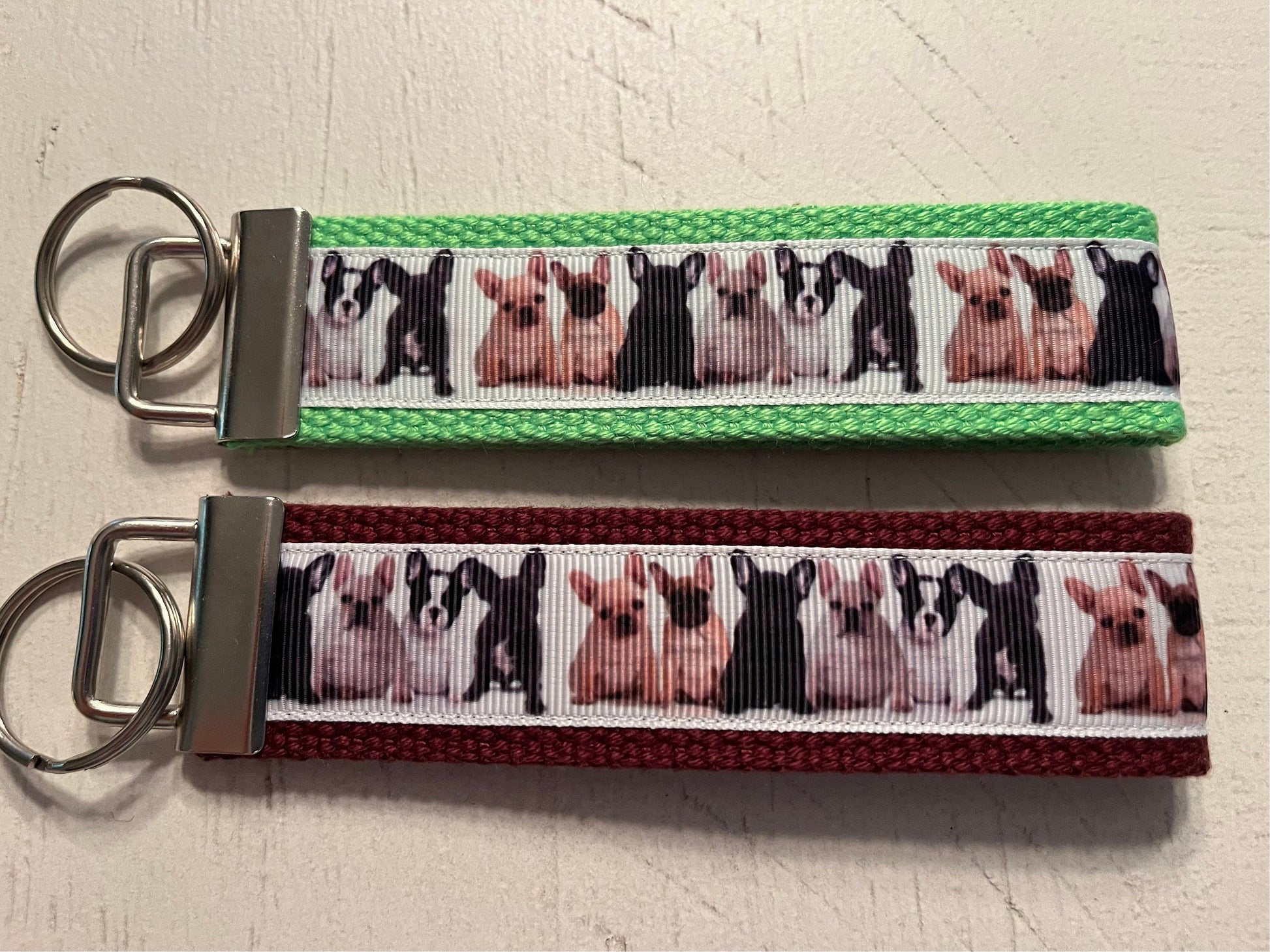 French Bulldog Keychain Wristlet – Handmade Dog Lover Key Fob