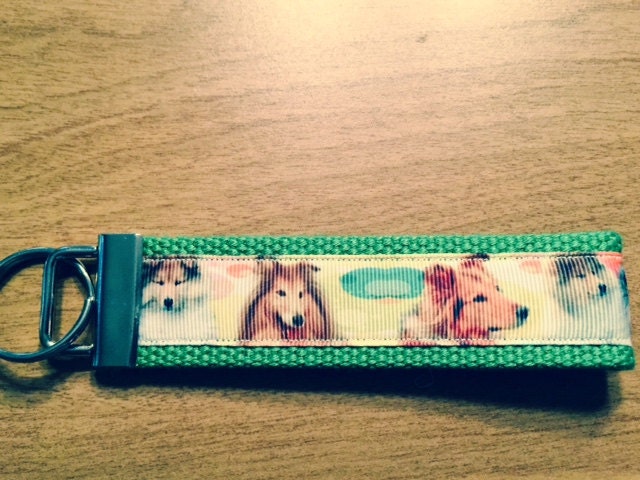 Collie Lover Cotton Webbing Keychain/ Keyfob/ Wristet