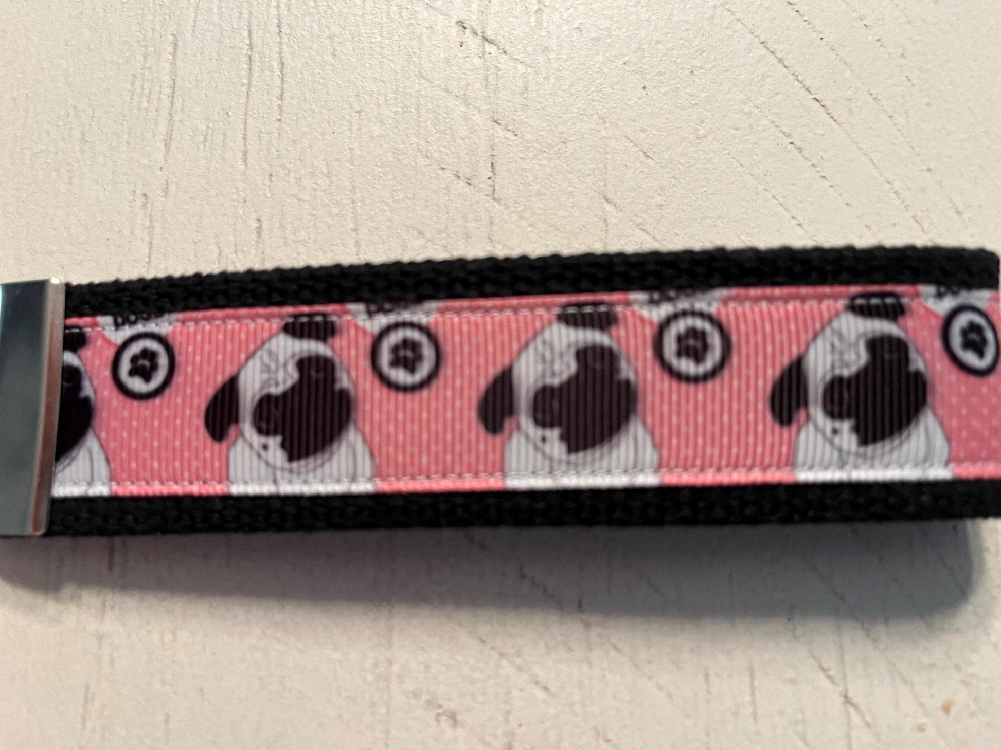 Pug Cotton Webbing Keychain/ Keyfob/ Wristlet