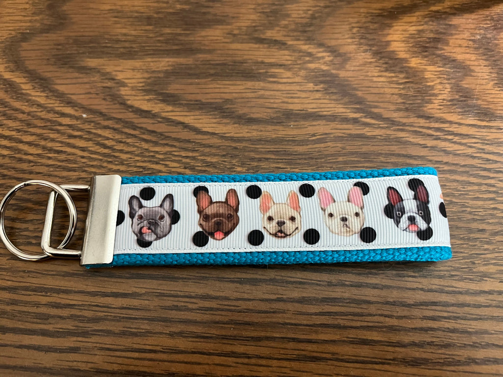French Bulldog Keychain Wristlet – Handmade Dog Lover Key Fob