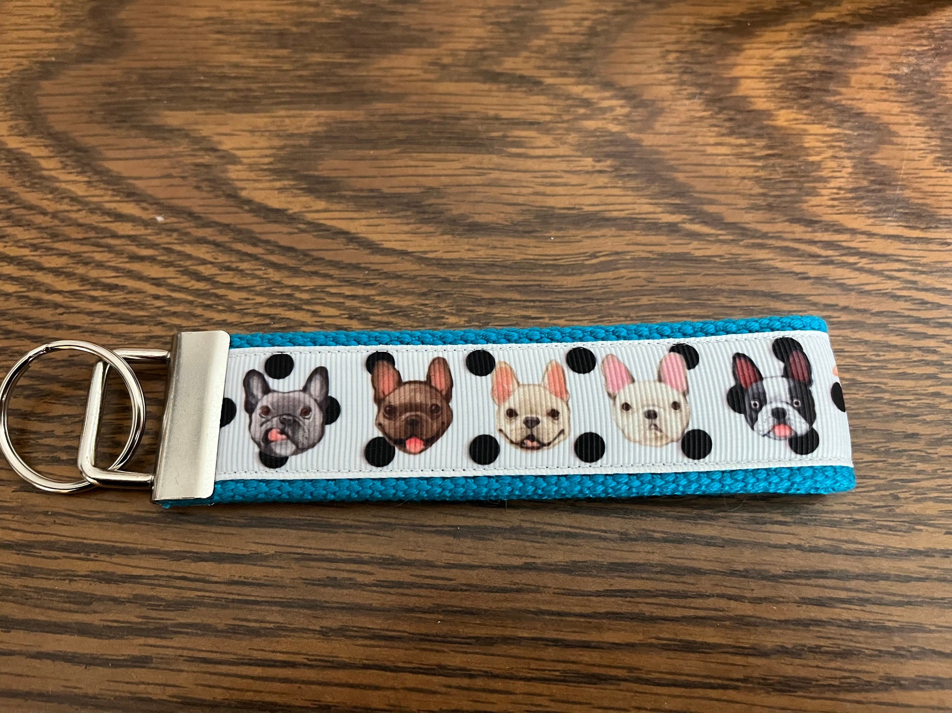 French Bulldog Keychain Wristlet – Handmade Dog Lover Key Fob