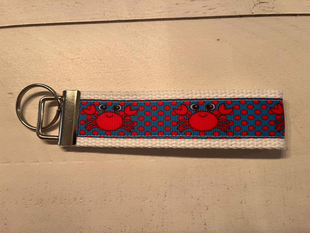 Red crab with polka dots Cotton Webbing Keychain/ Keyfob/ Wristlet