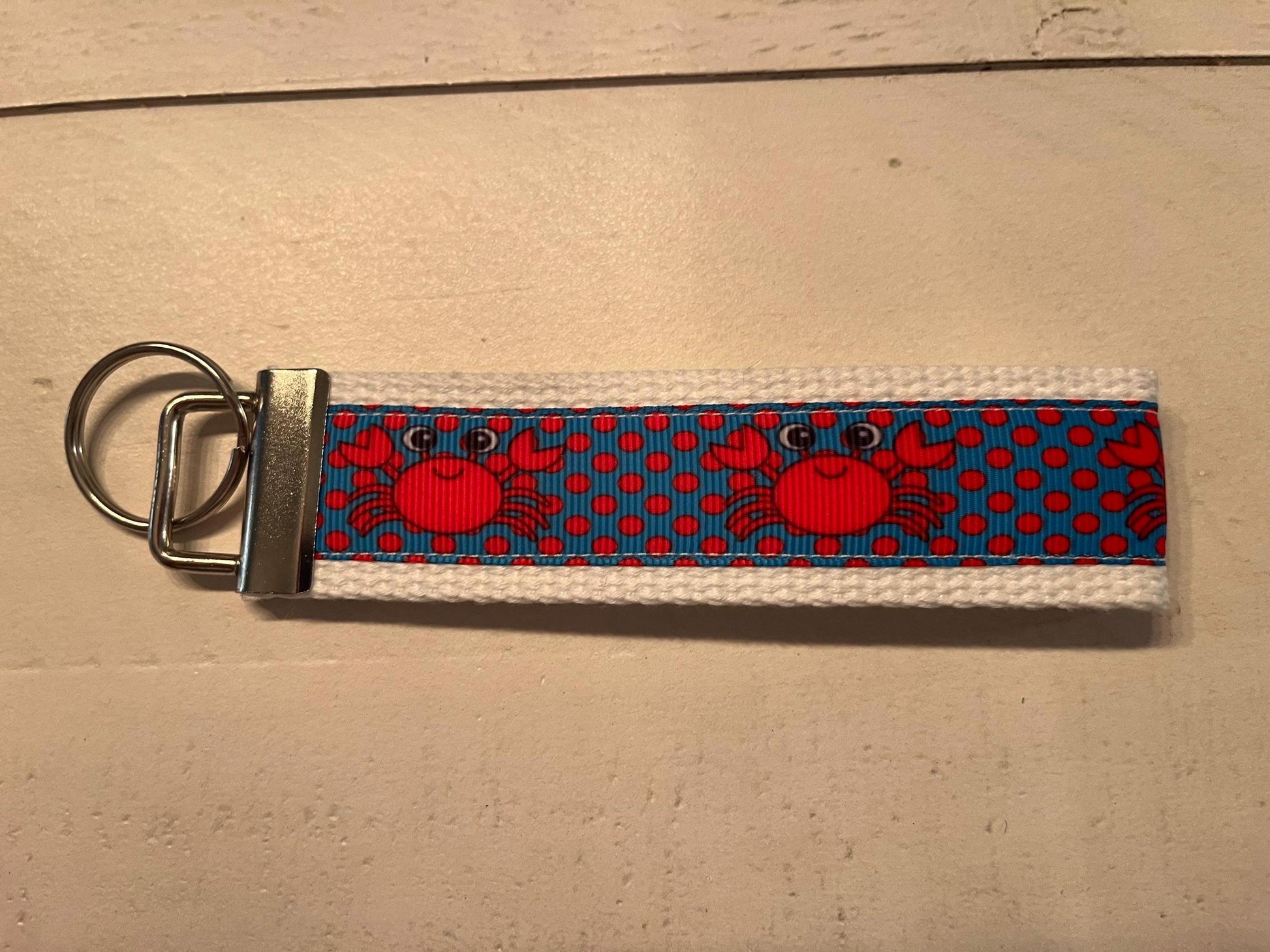 Red crab with polka dots Cotton Webbing Keychain/ Keyfob/ Wristlet