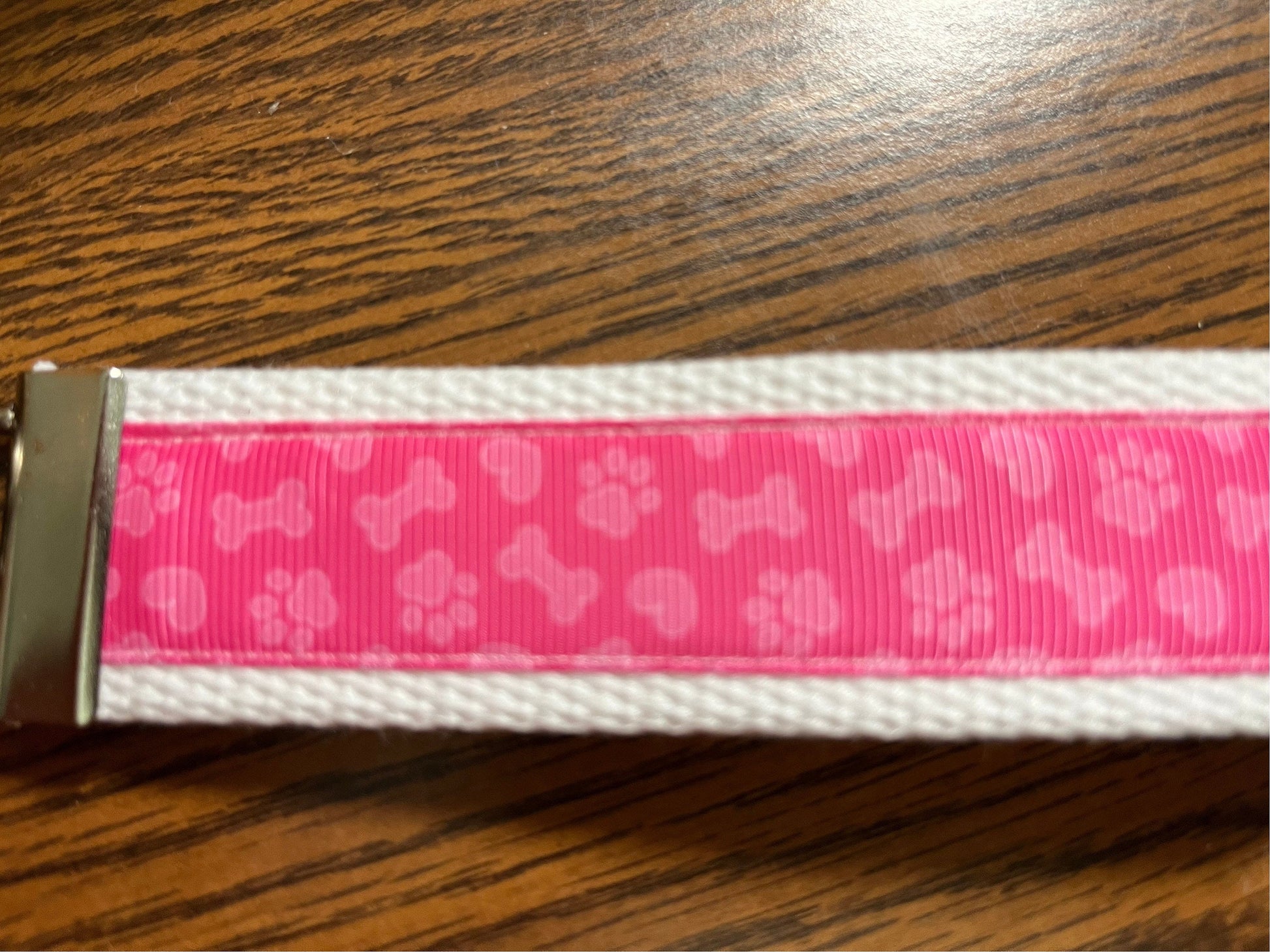 Pink  Paw Prints and dog bones Cotton Webbing Keychain/ Keyfob/ Wristlet