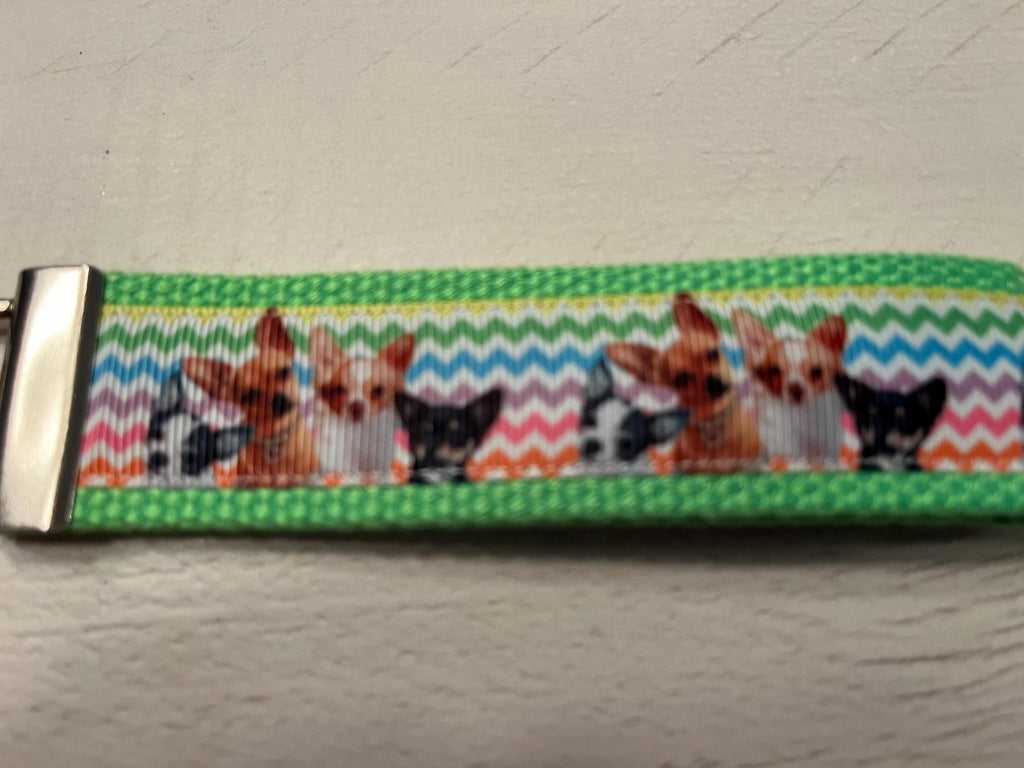 Chihuahua Cotton Webbing Keychain/ Keyfob/ Wristlet