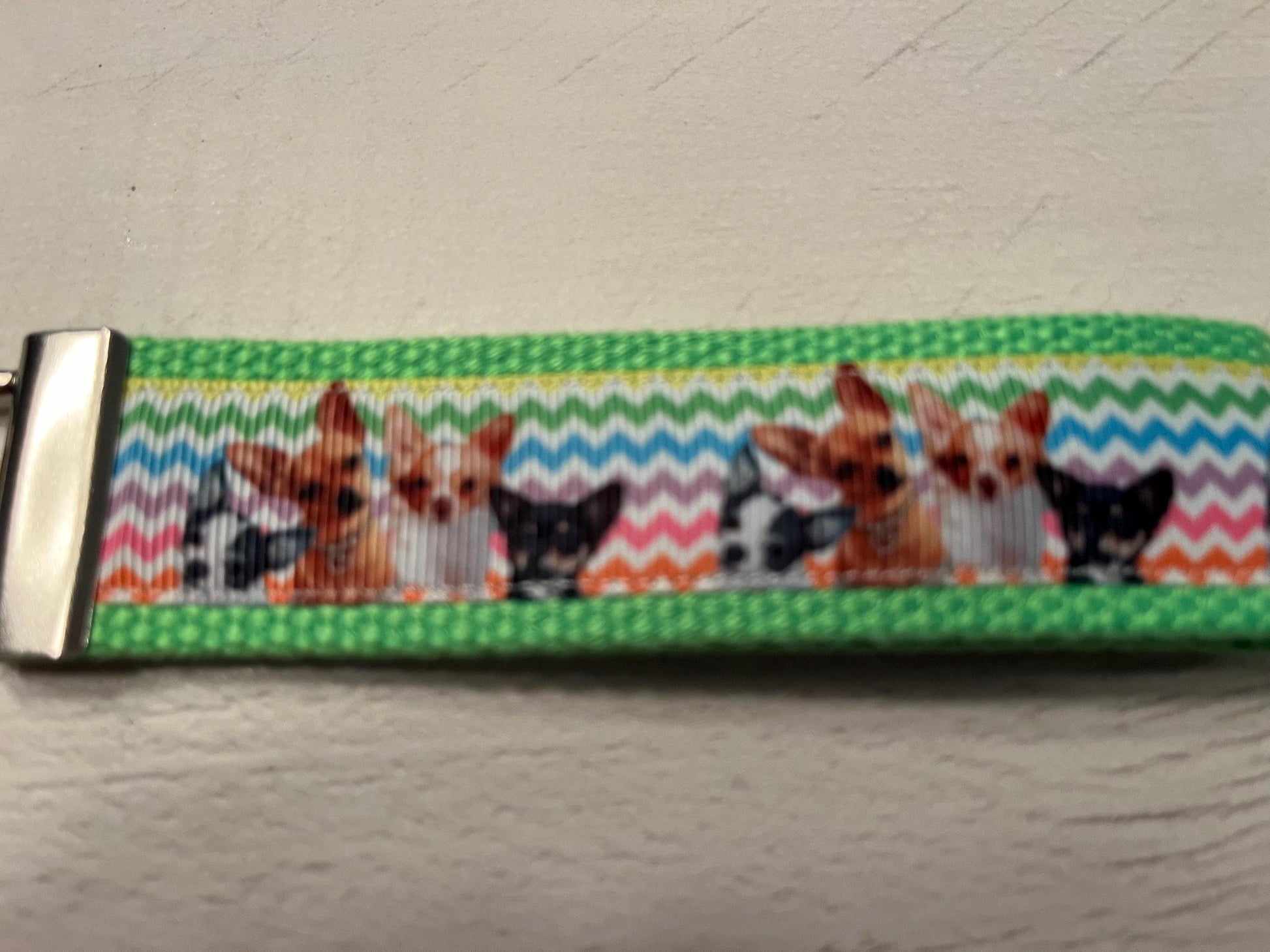 Chihuahua Cotton Webbing Keychain/ Keyfob/ Wristlet