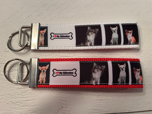 Chihuahua Cotton Webbing Keychain/ Keyfob/ Wristlet