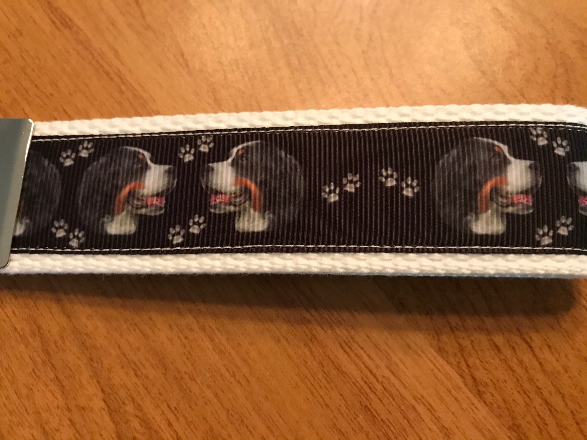 White Bernese Mountain Dog Cotton Webbing keychain/Keyfob/wristlet