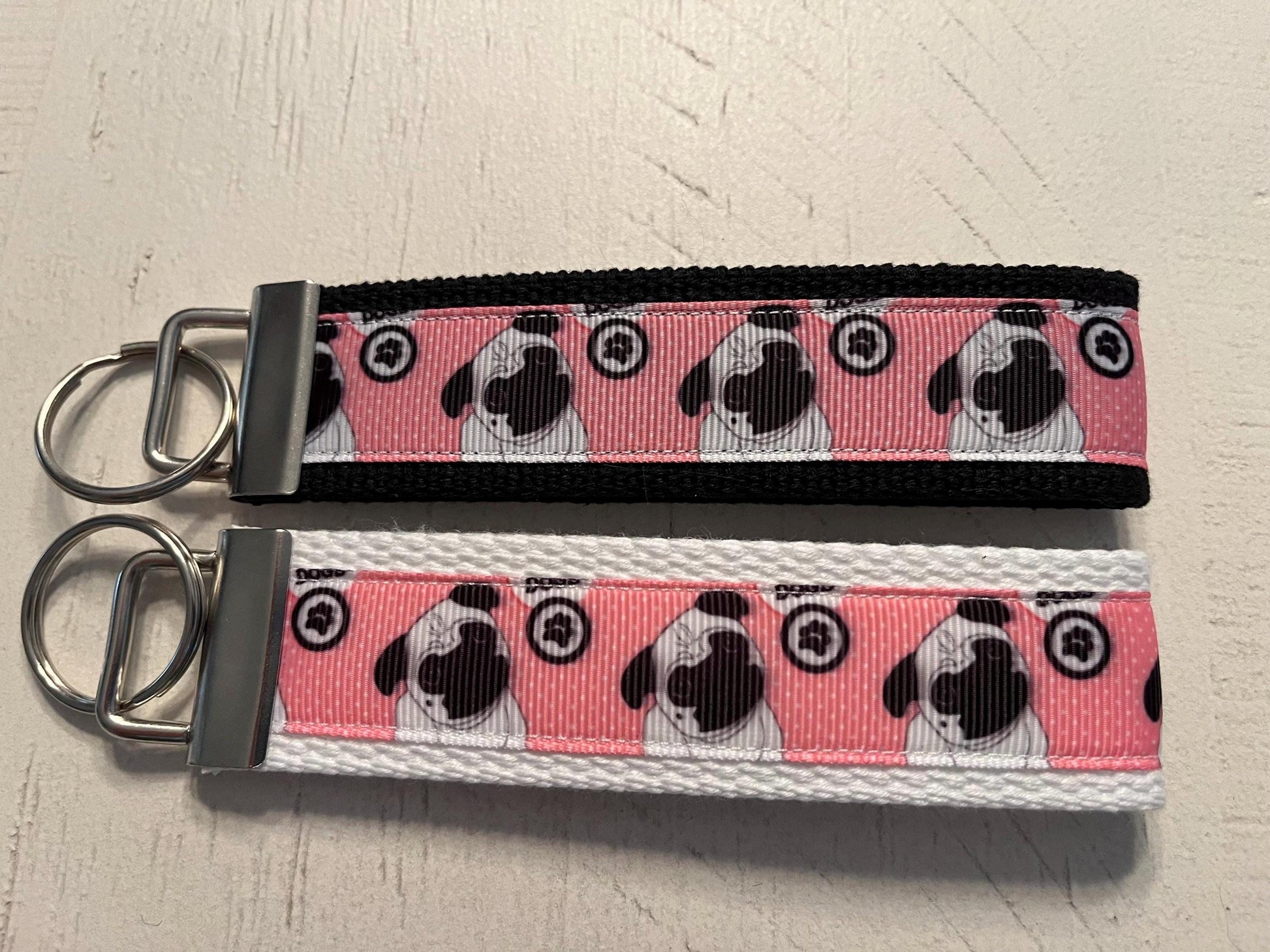 Pug Cotton Webbing Keychain/ Keyfob/ Wristlet