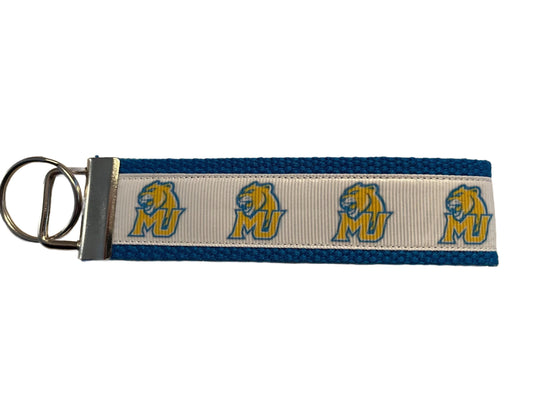 Blue and Gold Misericordia Cougar Cotton Webbing Keychain/ Keyfob/ Wristlet