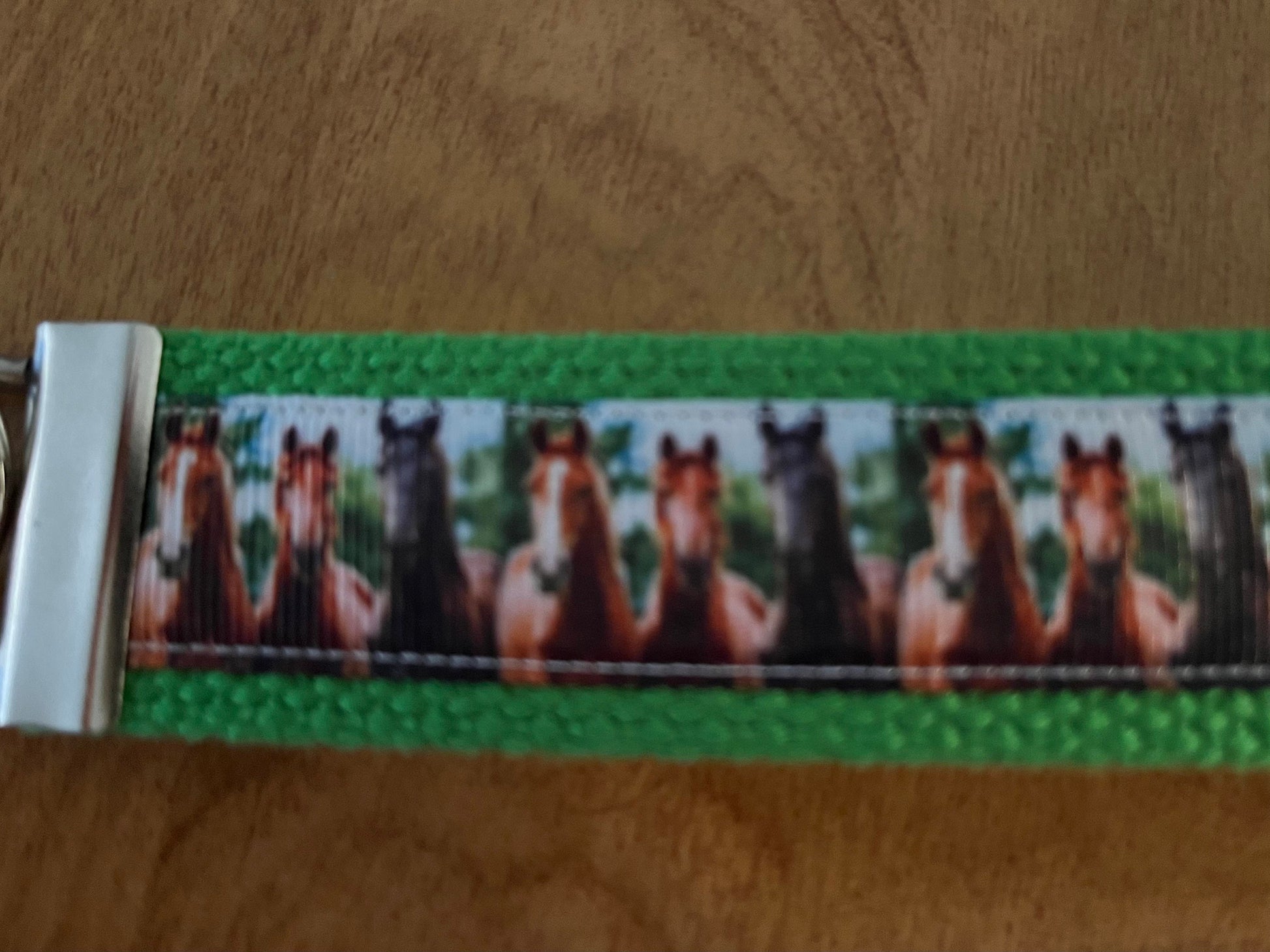 Green Horse Cotton Webbing Keychain/Wristlet/Keyfob