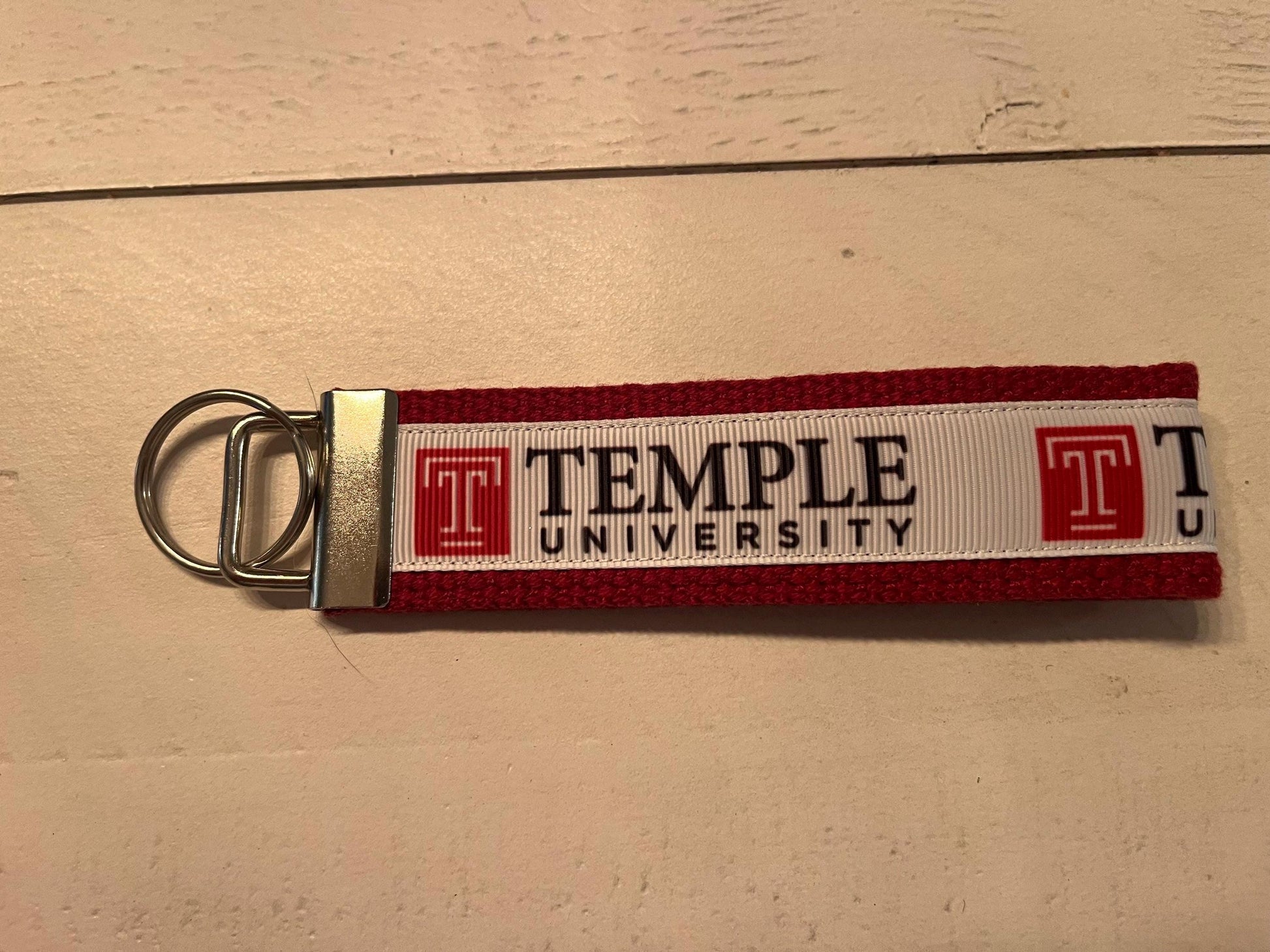 Temple University Cotton Webbing Keychain/ Wristlet/ Keyfob