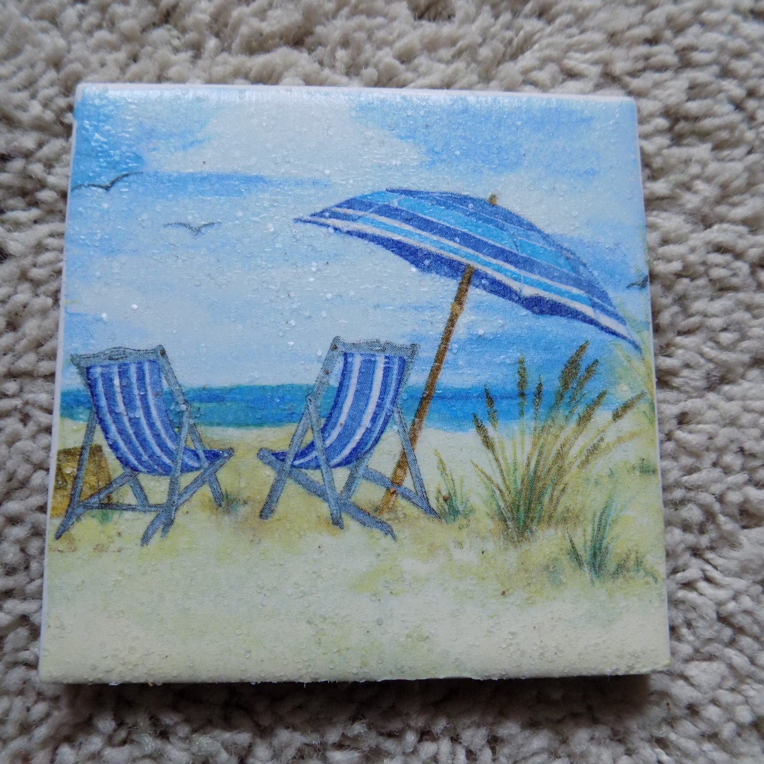 Day at the Beach Ceramic Tile Coasters (Set of 4)