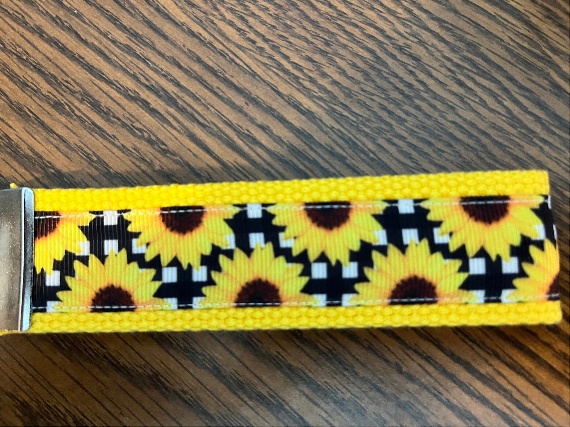 Yellow and black Sunflower Webbing Keychain/ Keyfob/ Wristlet