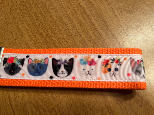 Flower Cats Cotton Webbing Keychain/Keyfob/Wristlet