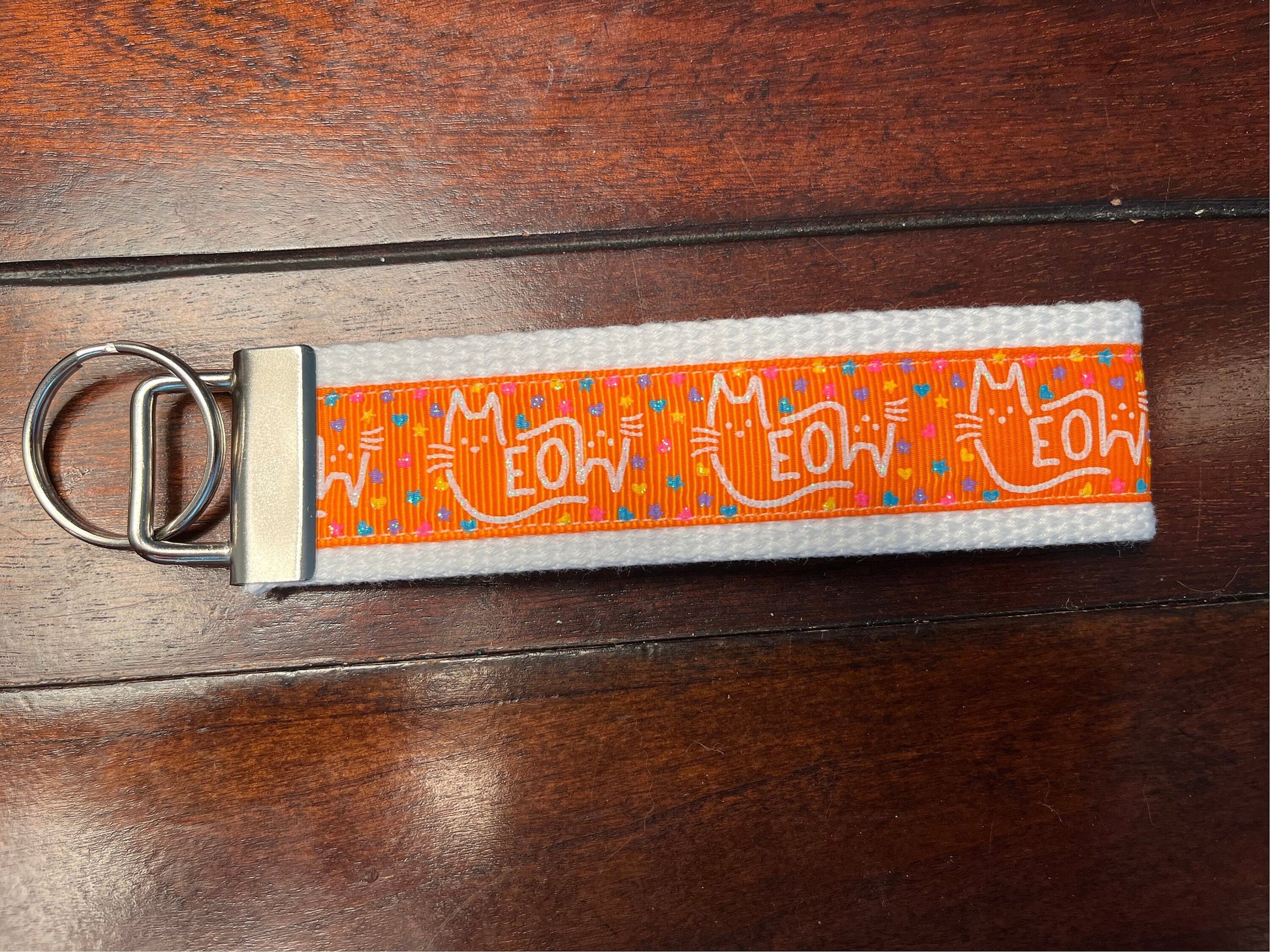 Cat Lover Meow Cotton Webbing Keychain/Keyfob/Wristlet