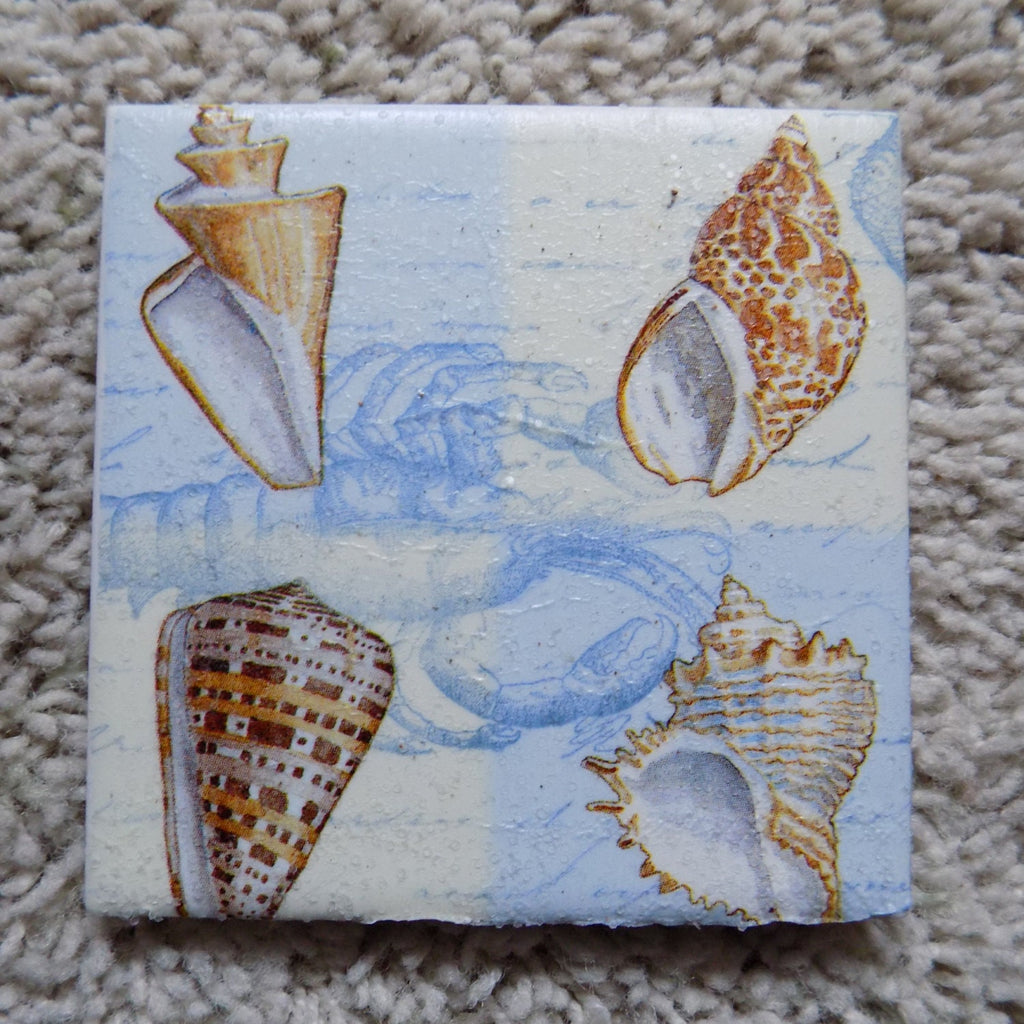 Sea Shells Ceramic Tile Coasters (set of 4)