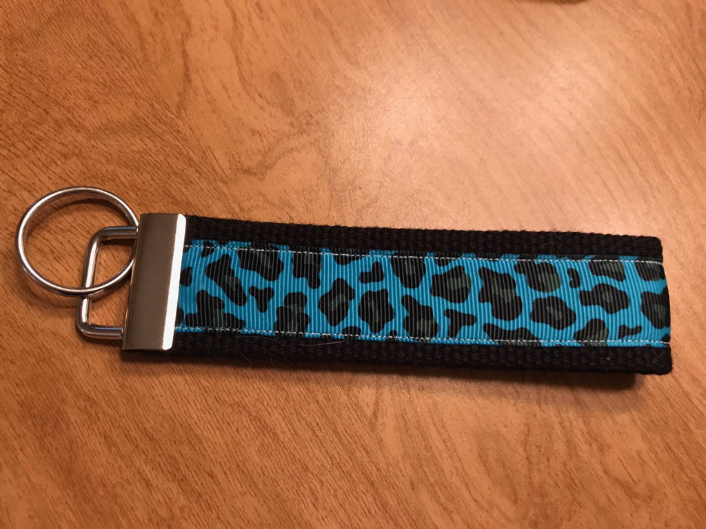Colorful Cheetah Cotton Webbing Keychain/ Keyfob/ Wristlet
