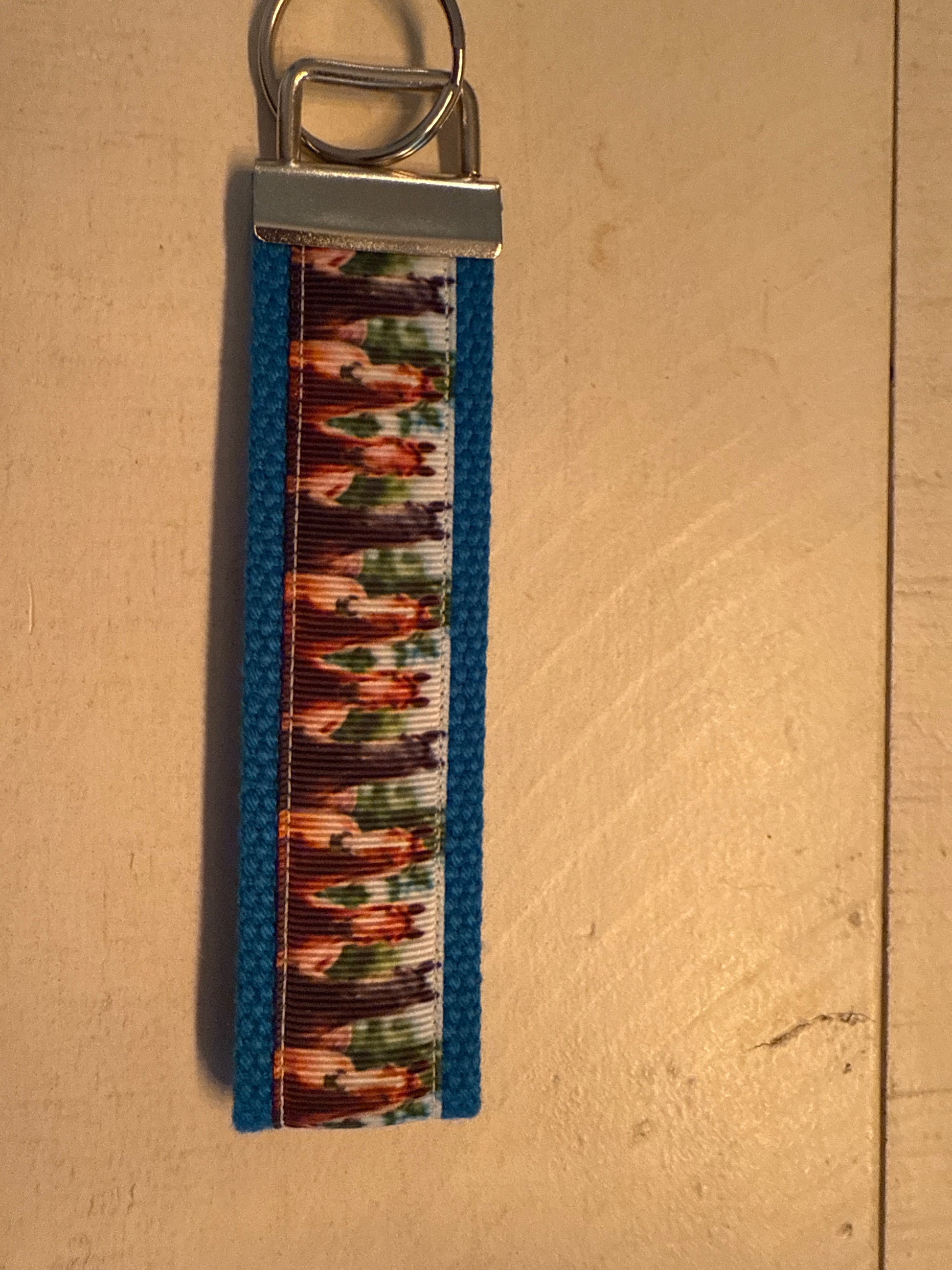 Green Horse Cotton Webbing Keychain/Wristlet/Keyfob