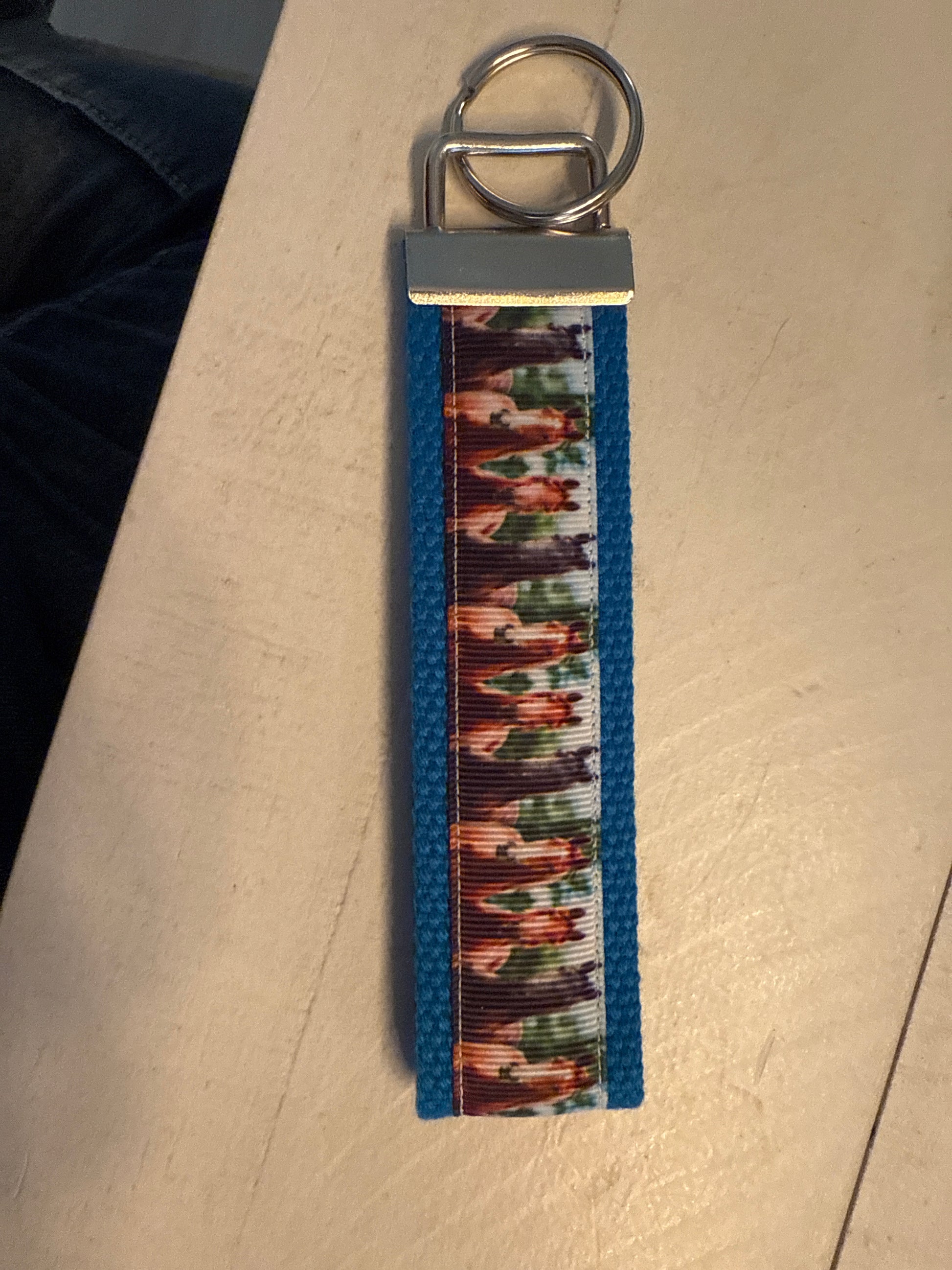 Green Horse Cotton Webbing Keychain/Wristlet/Keyfob