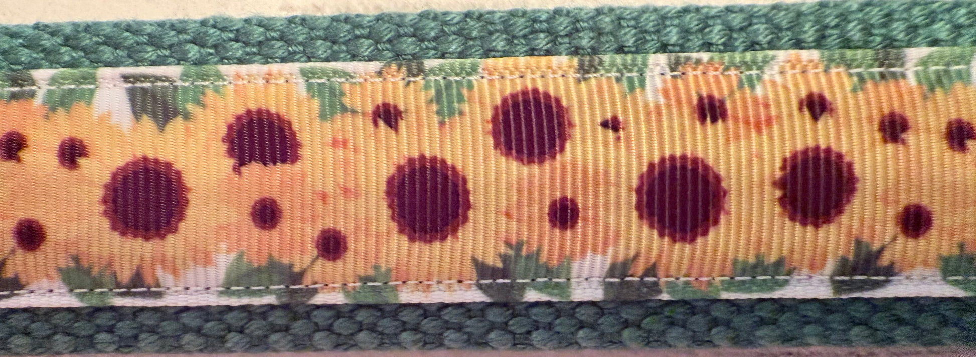 Green and Yellow Sunflower Keychain/ Wristlet/ Keyfob