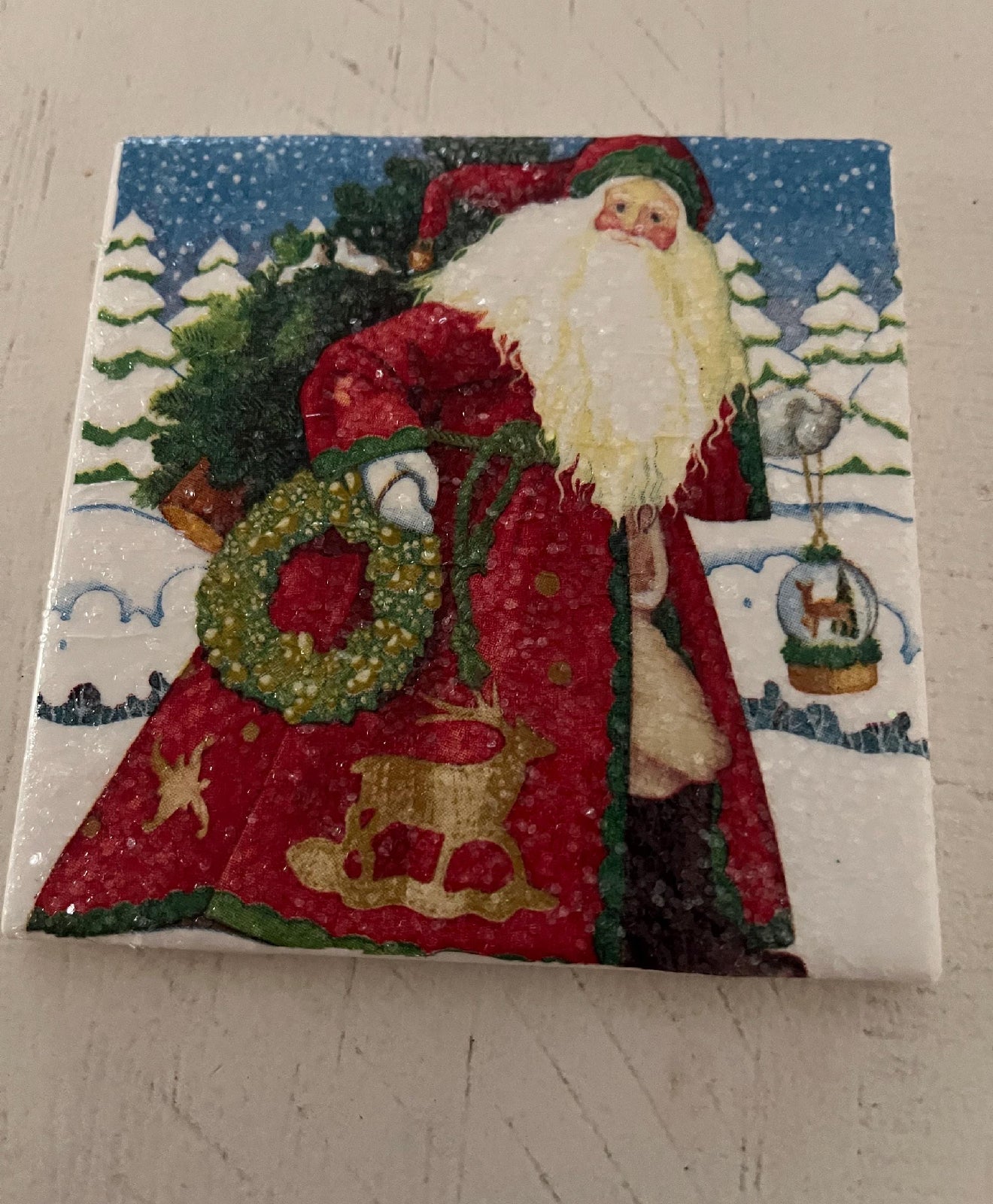 Vintage Santa Claus Coaster Set of 4 – Handmade Christmas Coasters | Holiday Décor Gift | Lacey Grace Boutique