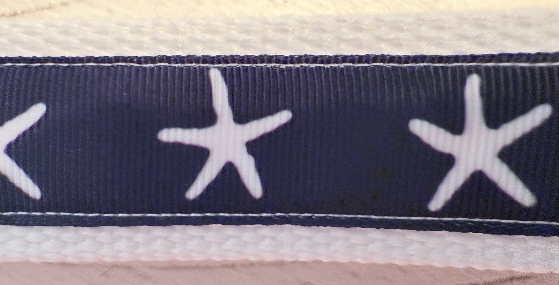 Blue and White Starfish Cotton Webbing Keychain/ Keyfob/ Wristlet
