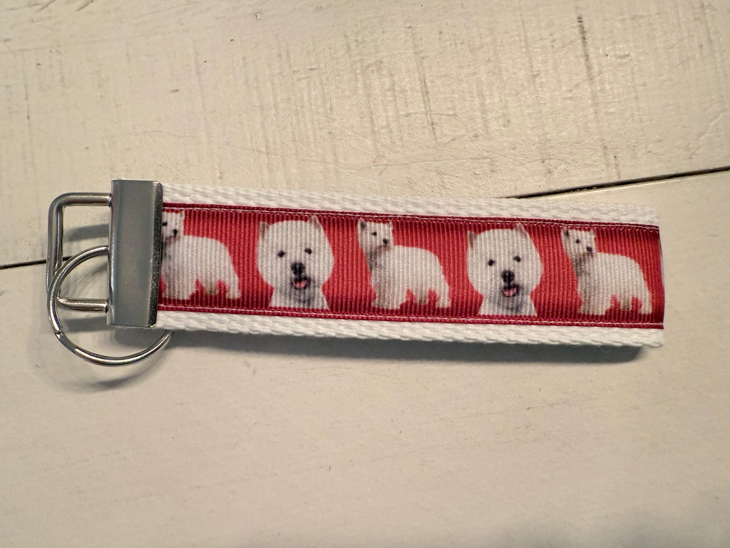 Westie Dog Keychain Wristlet – Cute West Highland White Terrier Gift
