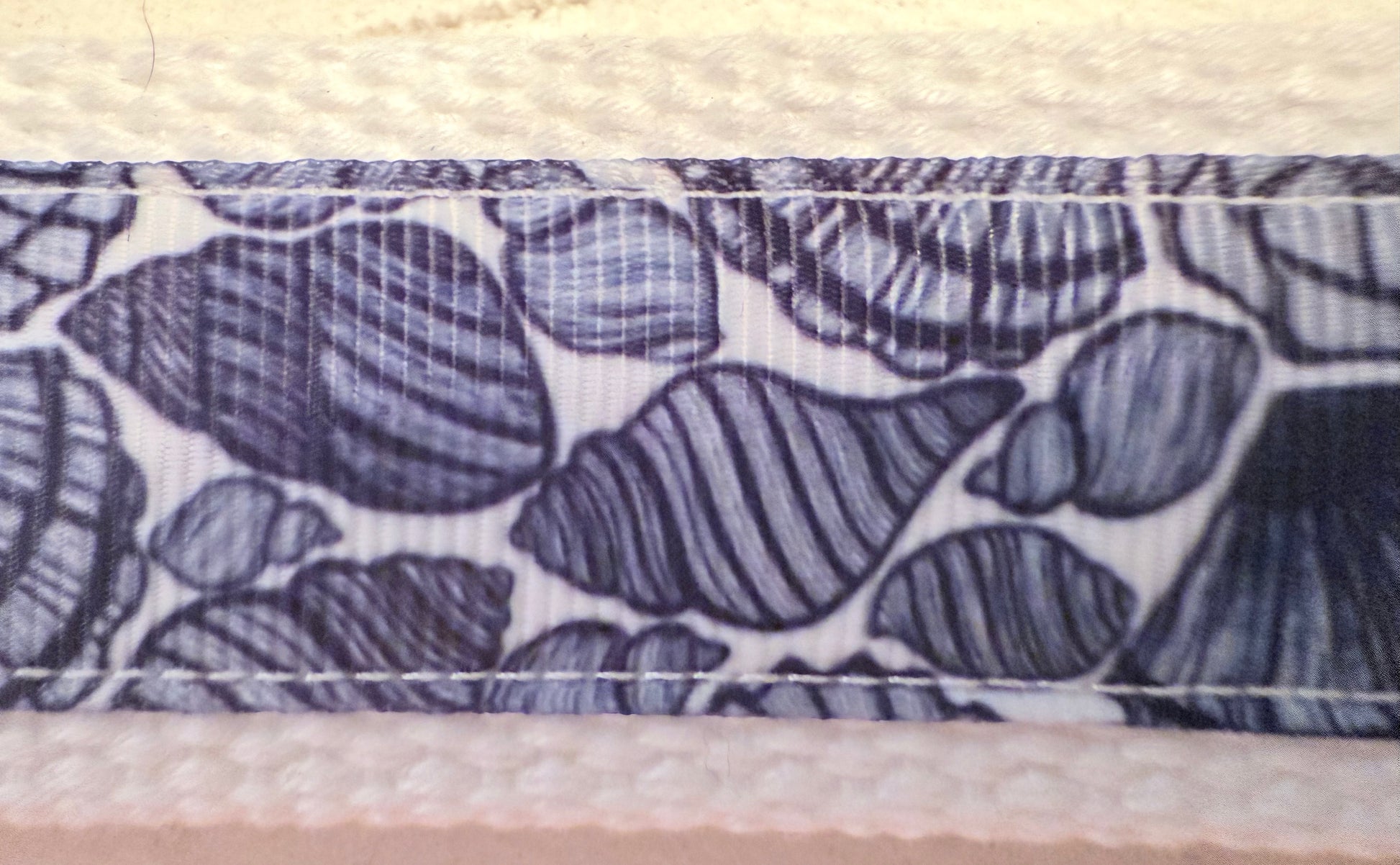 Blue & White Sea Shell Cotton Webbing Keychain/Keyfob/Wristlet