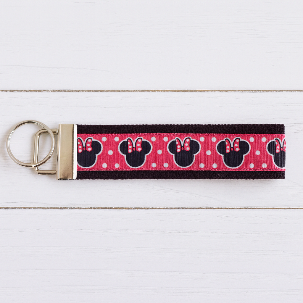 Pink Polka Dot Minnie Inspired Keychain