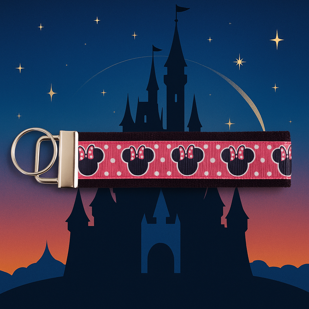 Pink Polka Dot Minnie Inspired Keychain