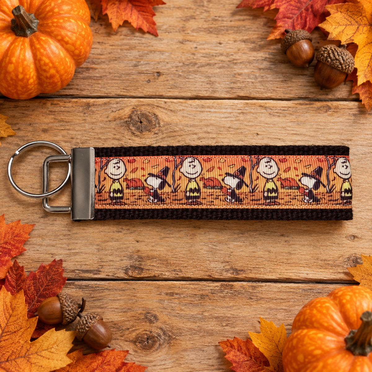 Thanksgiving Peanuts Wristlet Keychain – Charlie Brown & Snoopy