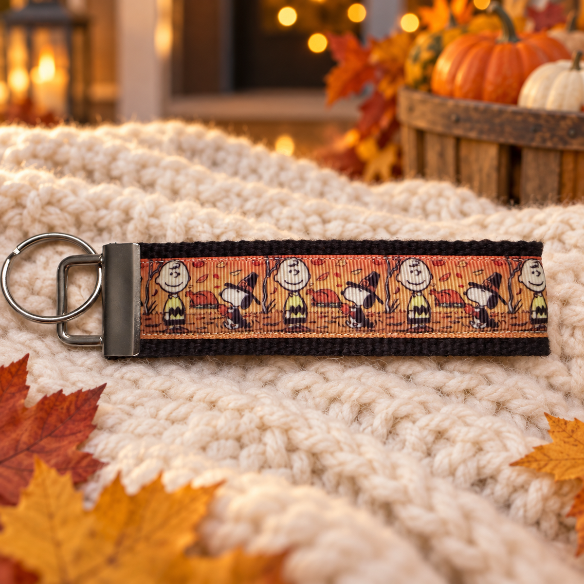 Thanksgiving Peanuts Wristlet Keychain – Charlie Brown & Snoopy