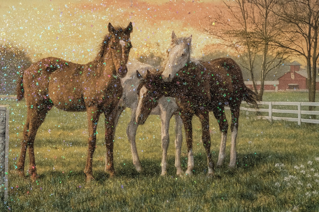 🐴 Glitter Horse Coaster Set – Rustic Country Farmhouse Decor (Set of 4)