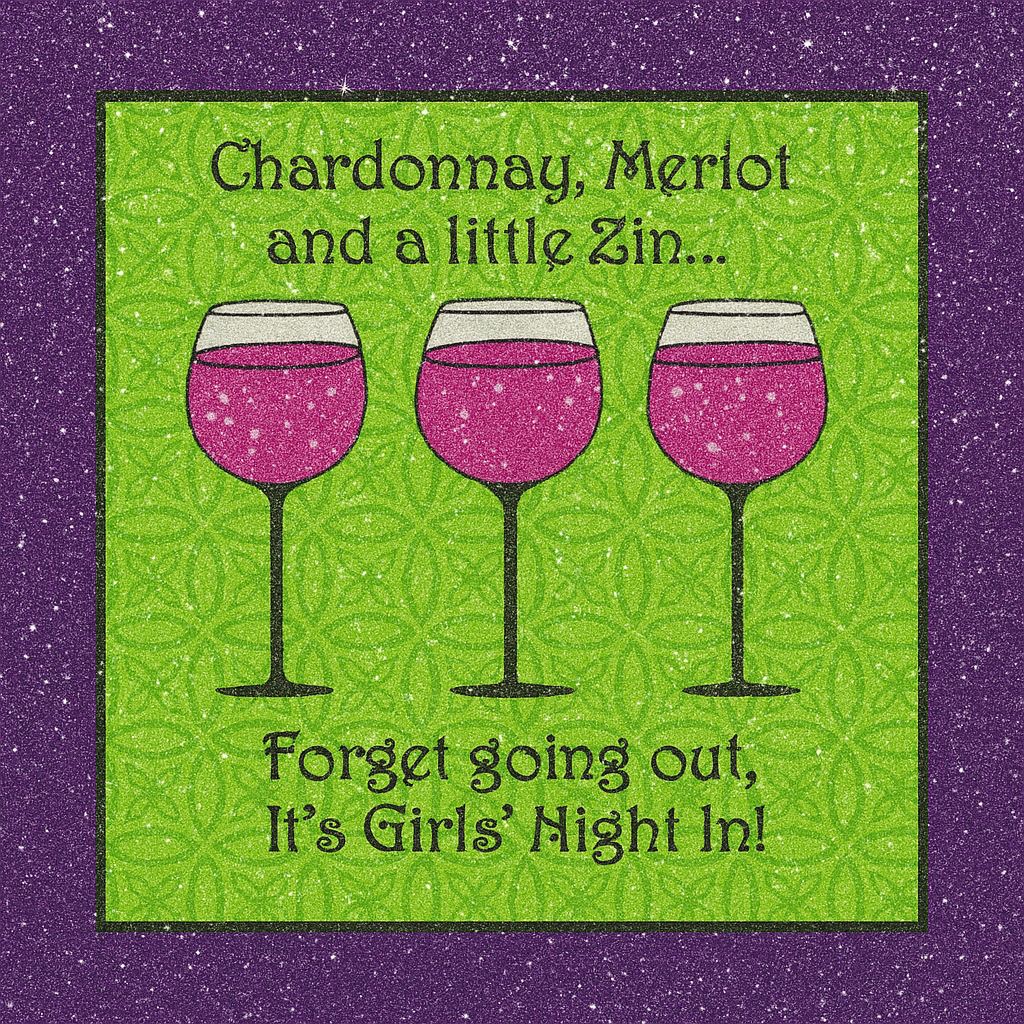✨ Girls’ Night Out Christmas Coaster – Festive Holiday Wine Lover Gift ✨