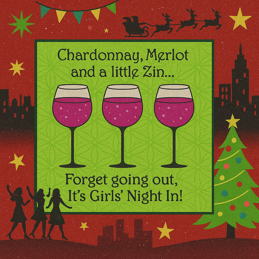✨ Girls’ Night Out Christmas Coaster – Festive Holiday Wine Lover Gift ✨