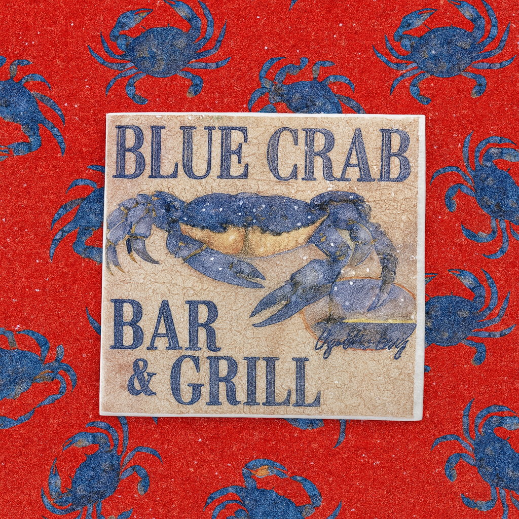 🦀 Blue Crab Bar & Grill Coaster – Maryland Crab Lovers Gift 🦀