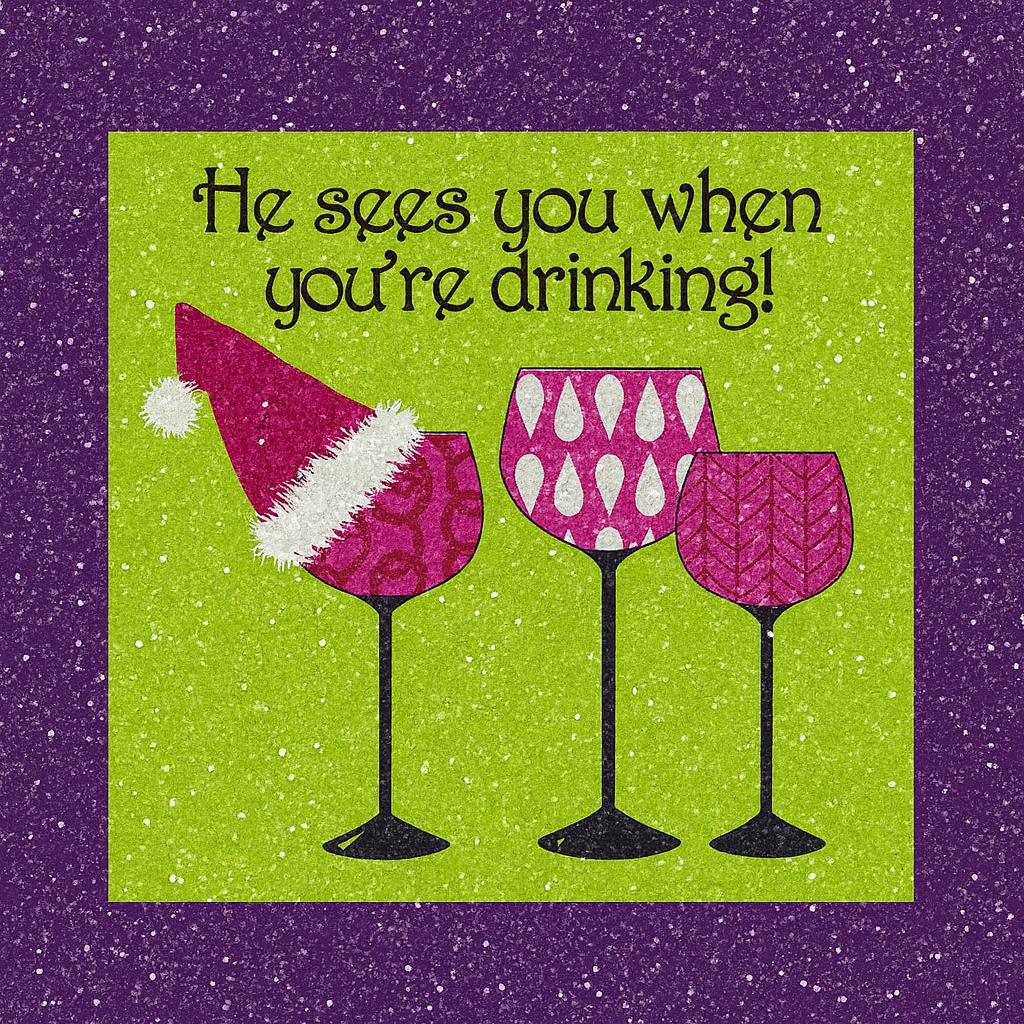 He See's You When You're Drinking Christmas Cocktail Ceramic Tile Coasters (set of 4)
