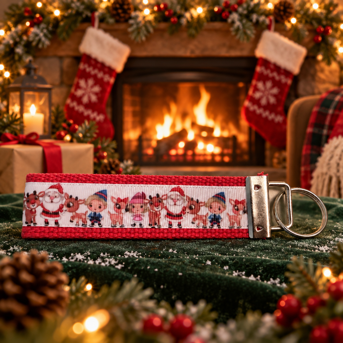Rudolph Christmas Wristlet Keychain